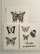 Butterfly Butterflies - collection 7 unmounted rubber stamps