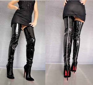Stiefel Cuir Bottes Patent Zip Cq Heels Overknee Couture Boots qI0XIf