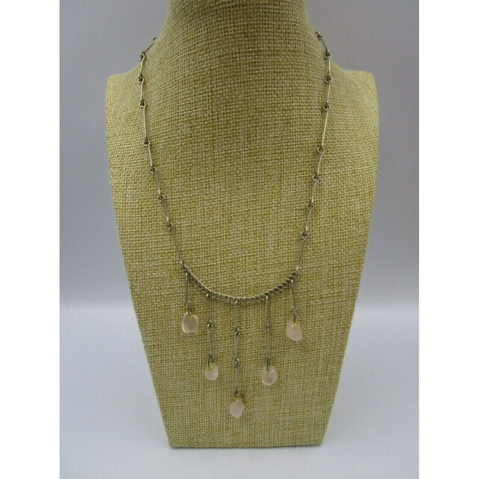 Cuelga de cuarzo rosa vintage tono plata boho bali danza del vientre, cierre de gancho de 15" Foto 2 de 4