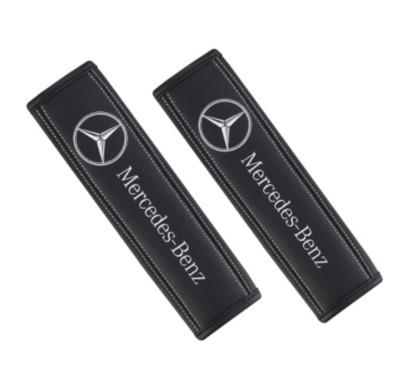 2pcs Car Seat Belt Cover Shoulder Cushion Pad Real Leather For Mercedes-Benz