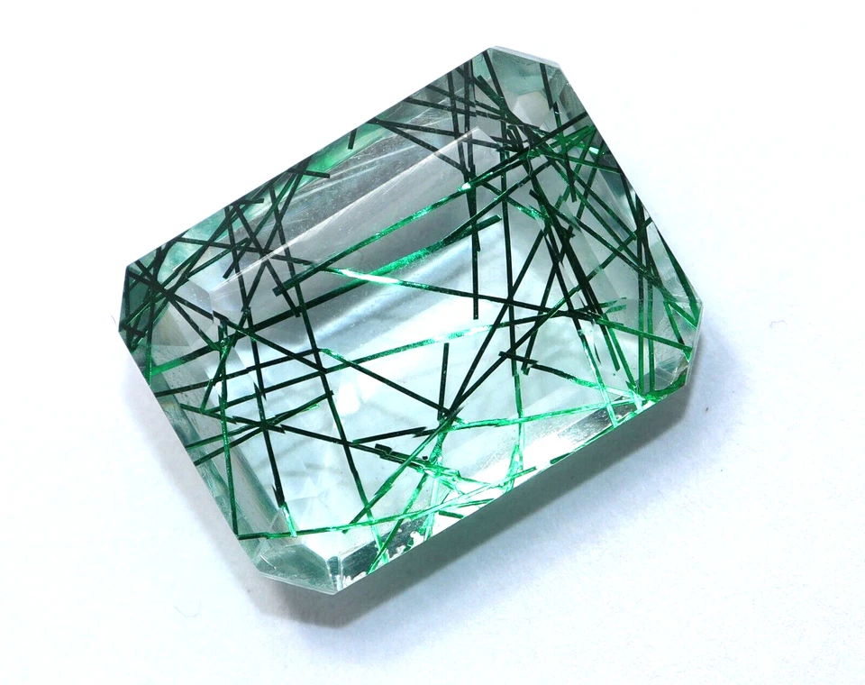 38 Karat Zertifiziert Natürliches Grün Smaragd Schliff Rutil Quarz Lose Dublette - Bild 4 von 4