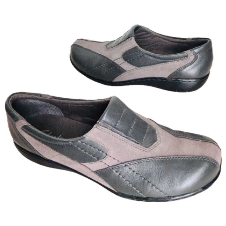 Scarpe Clarks Bendables donna 7 5 mocassini bingo comodi grigio pelle slip on