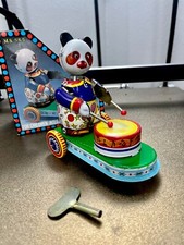 Vintage Tin Toy Drumming Animal MS 565 - Boxed Wind-Up Working Condition.