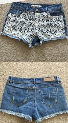 JOUJOU Crochet Lace Festival Cut-Off Fringe Denim Blue Jean
