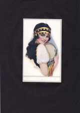 GENUINE VINTAGE CRATE LABEL Lady with Tambourine Instrument Illustrated Rf 48306