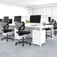 Home Desk Task Chair Armless Mesh Office Chairs Mid-Back Swivel Padded Seat