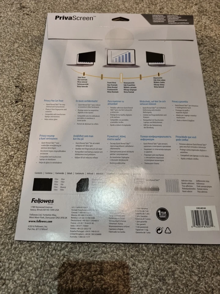 Fellowes 13.3" PrivaScreen Blackout Privacy Filter 16:10 4814301 *NOB* - Image 4 of 4