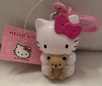 2008 SANRIO HELLO KITTY CANDY CONTAINER 3'' FIGURE W/ PLASTIC KEYCHAIN CLIP NWT