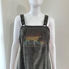 Vintage CDC Overall Dress Womens 6 Art-to-Wear Maxi Sleeveless Funky Animal Lion