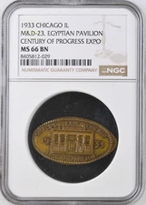 1933 Chicago Century of Progress, Elongated Cent-Egyptian Pavilion, NGC MS-66BN