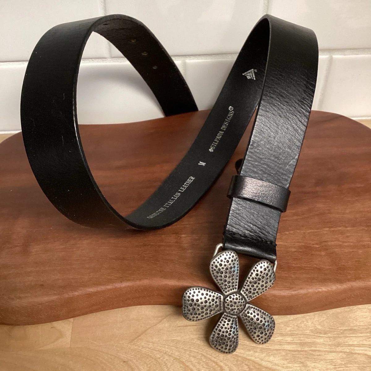 Silpada Genuine Italian Leather Cognac Flower Buckle Belt Large Retired Silpada Belts for Women for sale | eBay main image 4