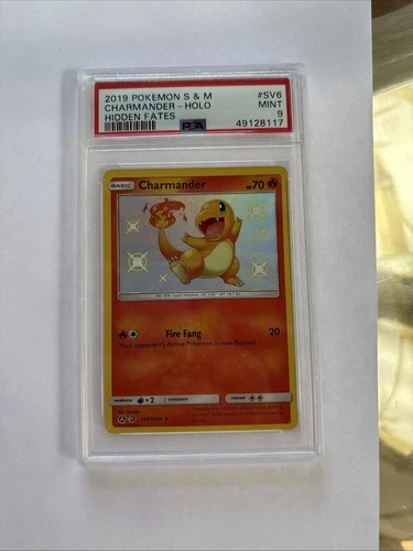 Pokemon TCG Charmander SV6/SV94 Hidden Fates Shiny Holo PSA 9 Mint