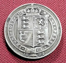 1892 ONE SHILLING 1s SILVER QUEEN VICTORIA COIN