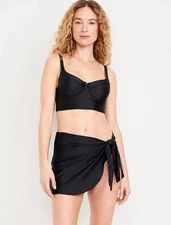 Old Navy Women Size Small ~ Black Side-Tie Mini Swim Sarong NWT