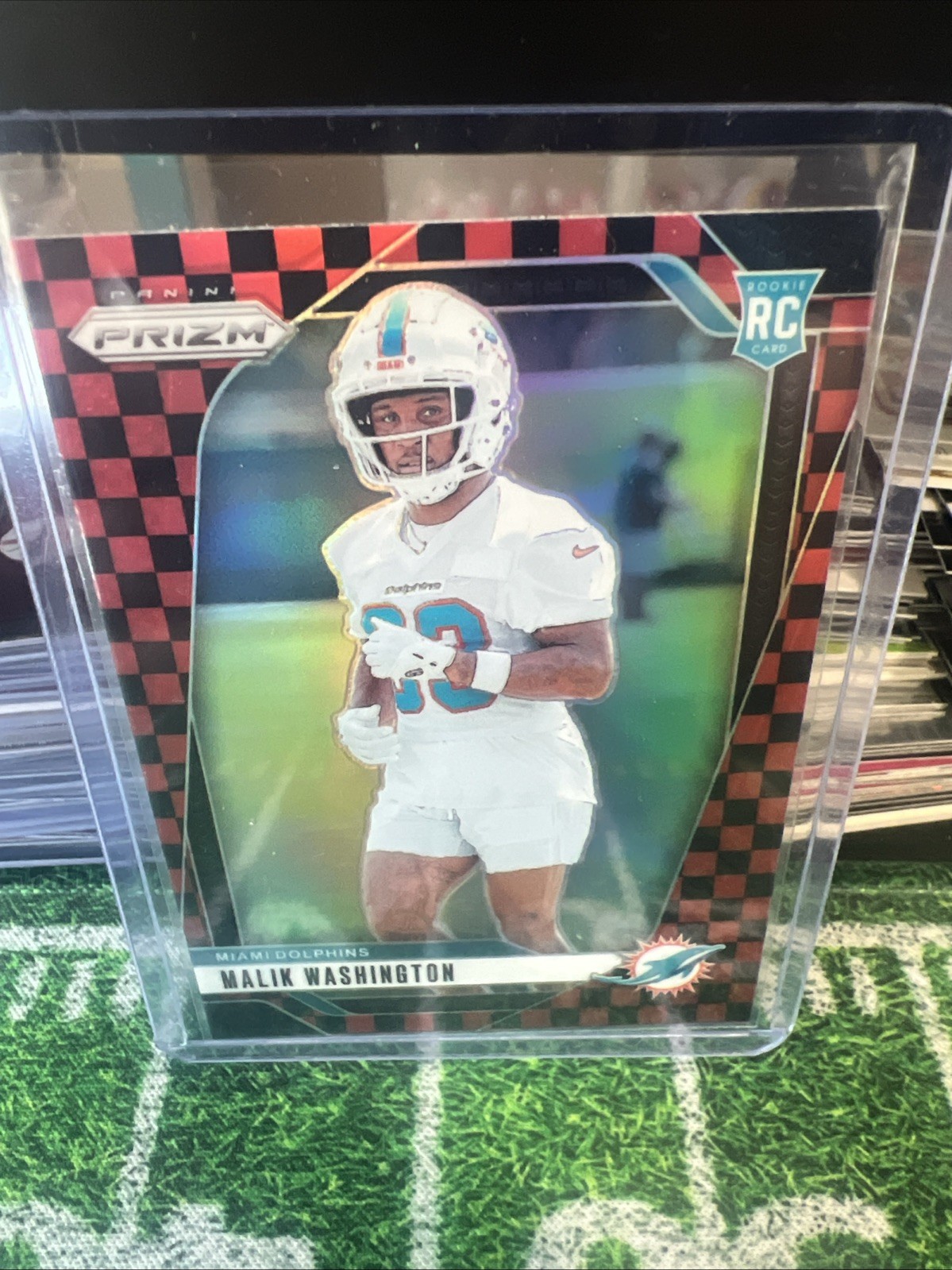 2024 Panini Prizm Football Malik Washington Black and Red Checker Prizm RC #371