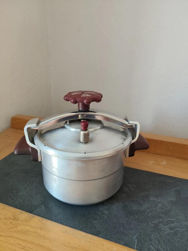 👍 Vintage Petit Modèle 3,5 Litres Super Cocotte Minute SEB Aluminium Gaz 1959. - Photo 3/4