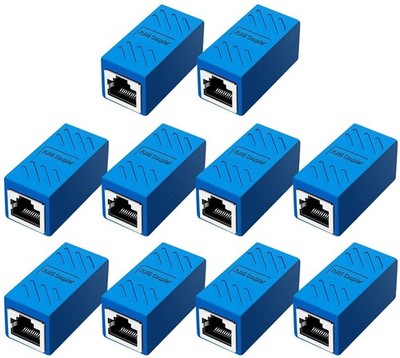 10 PCS Blue Ethernet Network Coupler Extender Female To Female LAN Cable