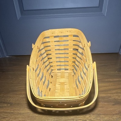 Longaberger 1998 Woven Wood Rectangle Storage Basket with Handle, Brown