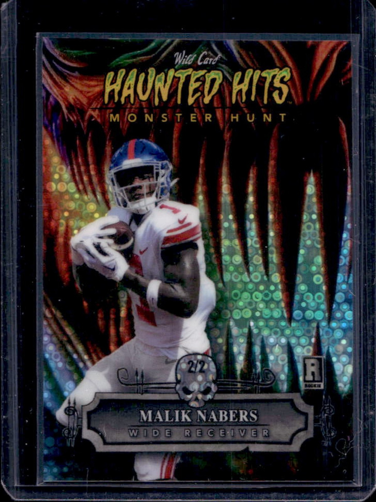 Malik Nabers Wild Card Haunted Hits Monster Hunt Promo Haunted Hits Pumpkin #MN Pumpkin 2-Cross Hatch Foil-Purple