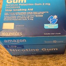 Amazon Basic Care Nicotine Gum 2mg Mint Freeze 160 Ct Lot 6CE2225