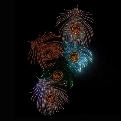 1 Stück Pfauenfeder Form Applikation Bügelbild Transfer Strass Patch Glitzer Zum Selbermachen