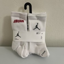 Nike Air Jordan 6 Pack Crew Socks in White Size Youth 5Y-7Y - NIP