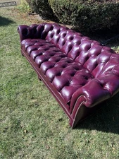 Chesterfield Red Leather Couch Sofa