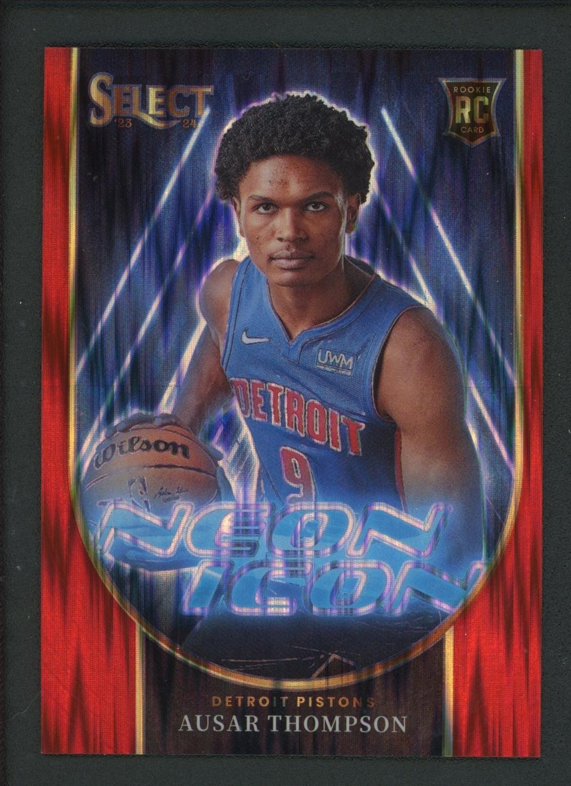 2023-24 AUSAR THOMPSON 51/99 PANINI SELECT NEON ICON FLASH RED ROOKIE RC #2
