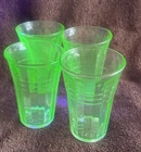 4 Vintage  Uranium Depression Glass 4" drink Glasses Glass