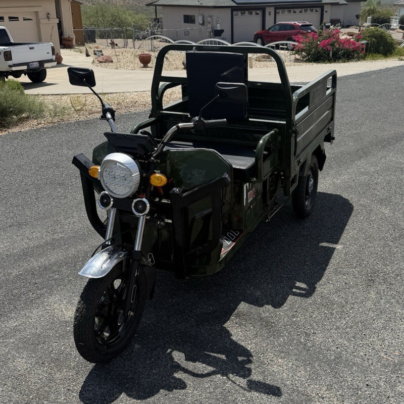 ET13 Green Seated Electric Utility Cargo Trike Scooter 600W Dump Bed