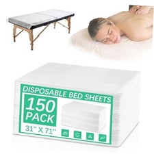 150 Pcs Disposable Massage Table Sheets 31" x 71", Non-Woven White, 150 Pcs