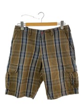 STUSSY Military Cargo Shorts, Size 30, Cotton, Brown, Tartan, Black