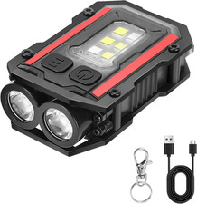 Mini Keychain Flashlight with Clip, 8 Modes Pocket Flash Light, Red Blue COB Sid