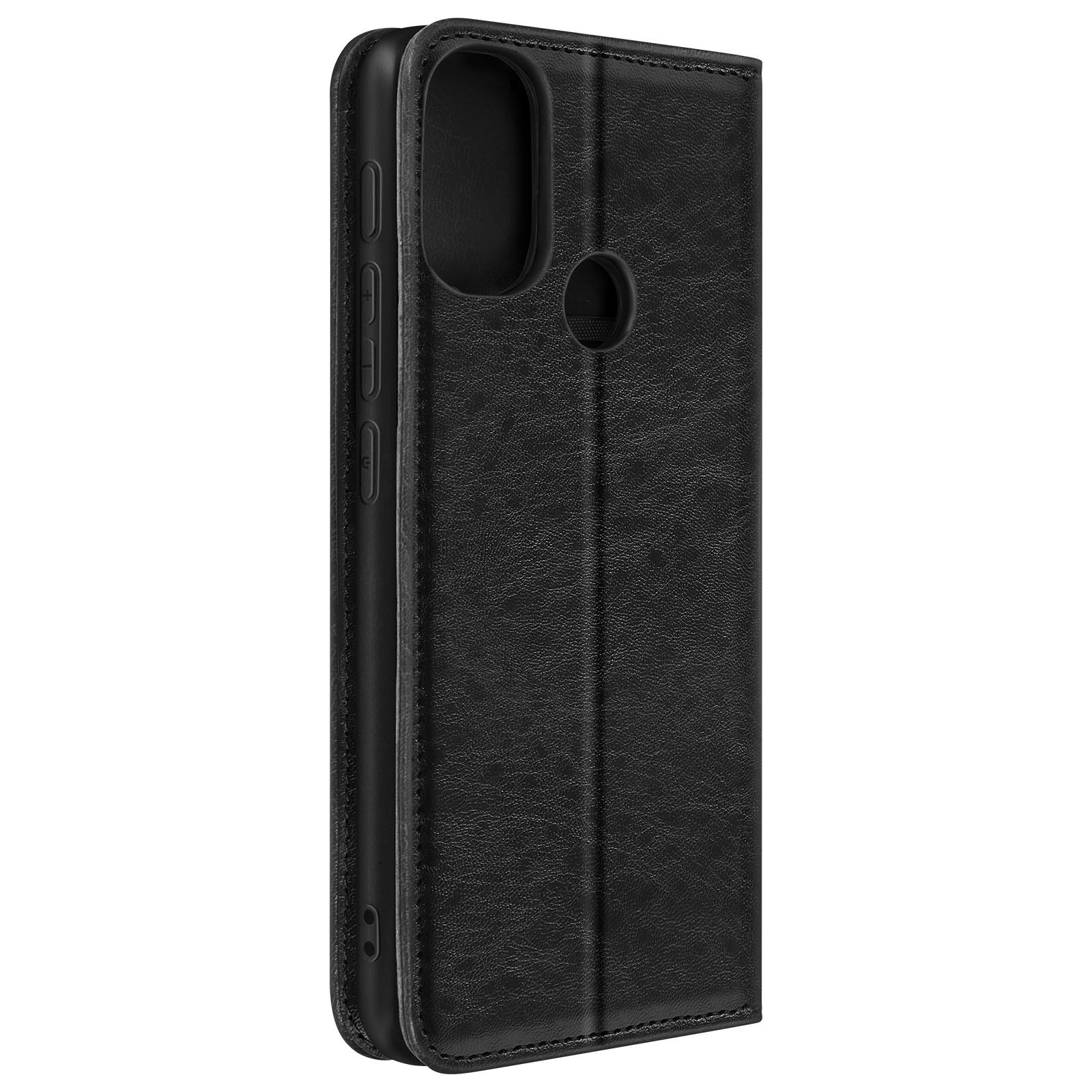 Étui simili cuir Moto E30 idéal pour les trajets quotidiens et le bureau