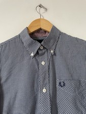 Fred Perry Classic Gingham Shirt Medium Blue Mod Casuals Terraces 60s