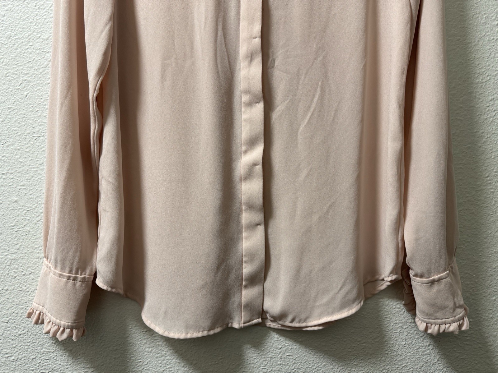 Loft Button Down Blouse Ruffle Neck Long Sleeve P… - image 4