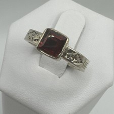 Genuine Garnet Ring, 925 Sterling Sz 6.5