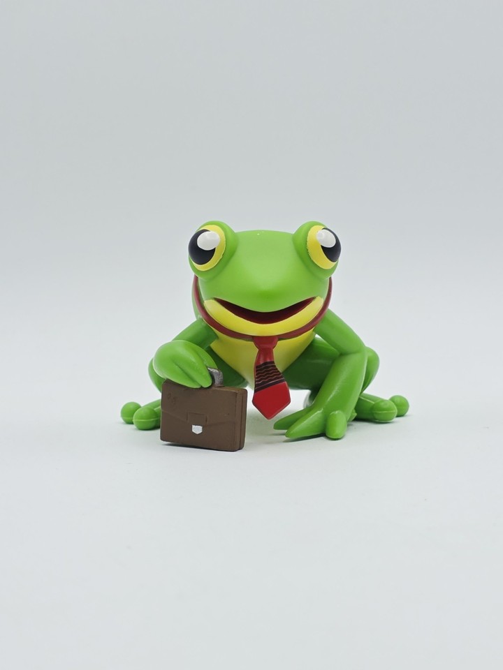 A tiny 2017 Funko retro-style Frogger figure — a delightfully obscure nod to a classic arcade game that fits perfectly in a stocking or on a monitor bezel.