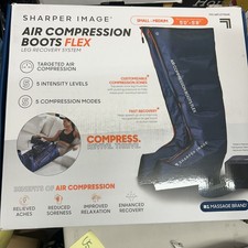 Sharper Image Air Compression Boots Flex Leg Recovery System Small/Medium Blue 