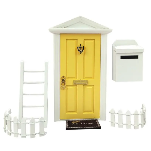 Miniatur Feentür Set mit Leiter, Zaun und Briefkasten für Gartendeko - Bild 1 von 10