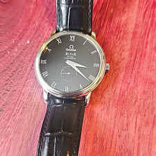 OMEGA De Ville Co-Axial Chronometer Black Dial Roman Auto Leather Strap