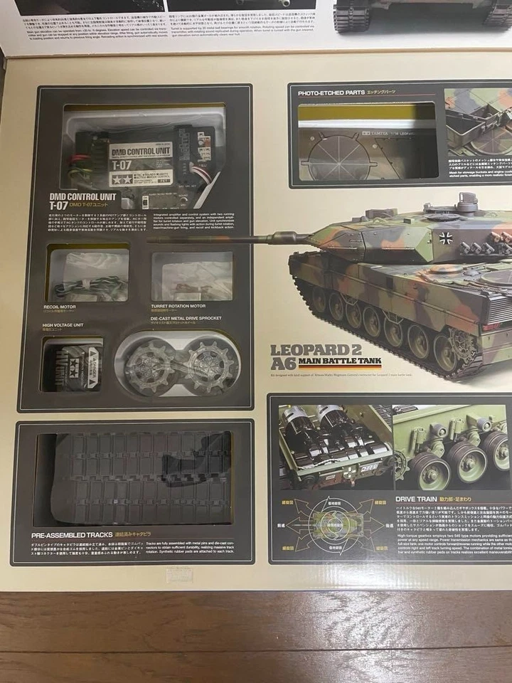 Tamiya 1/16 Electric RC Tank German Leopard 2A6 Full Operation Set Unassembled - Image 3 of 4
