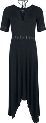Black Premium by EMP Damen schwarzes langes Kleid mit Schnürung