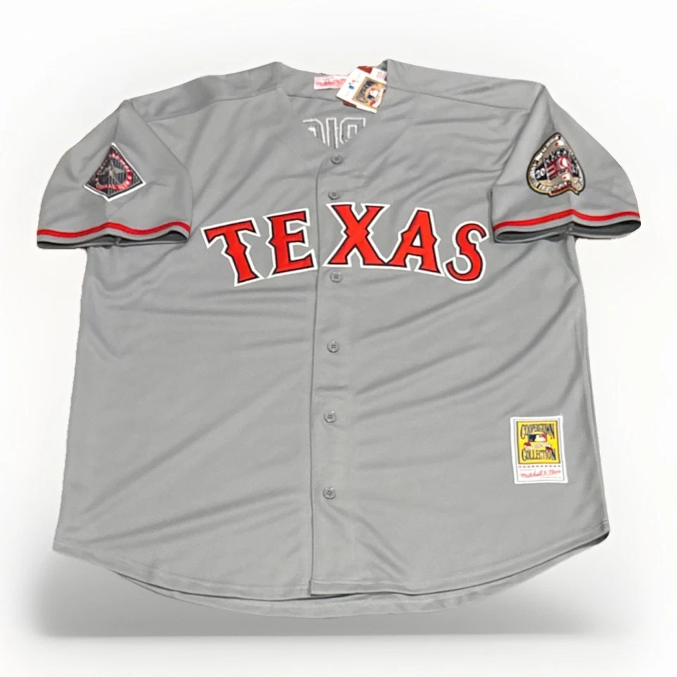 Camiseta masculina Ivan Rodriguez Texas Rangers GG nova com etiquetas retrô cinza estrada com remendo HOF - Imagem 2 de 4