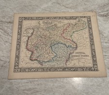 Antique c. 1860 Prussia & German States Germany Augustus Mitchell Map 12.5x15.25
