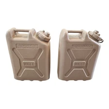 (2) 5 Gallon TAN Water Jugs US Military Army USGI Jerry Can  LC Industries