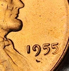 1955 P Lincoln Wheat Cent Penny "Poor Man's Double Die" Unc BU Red - LC-5505e