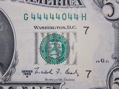 1988A $5 G44444044H *Angel 4's Seq Buy Option *Uncirculated