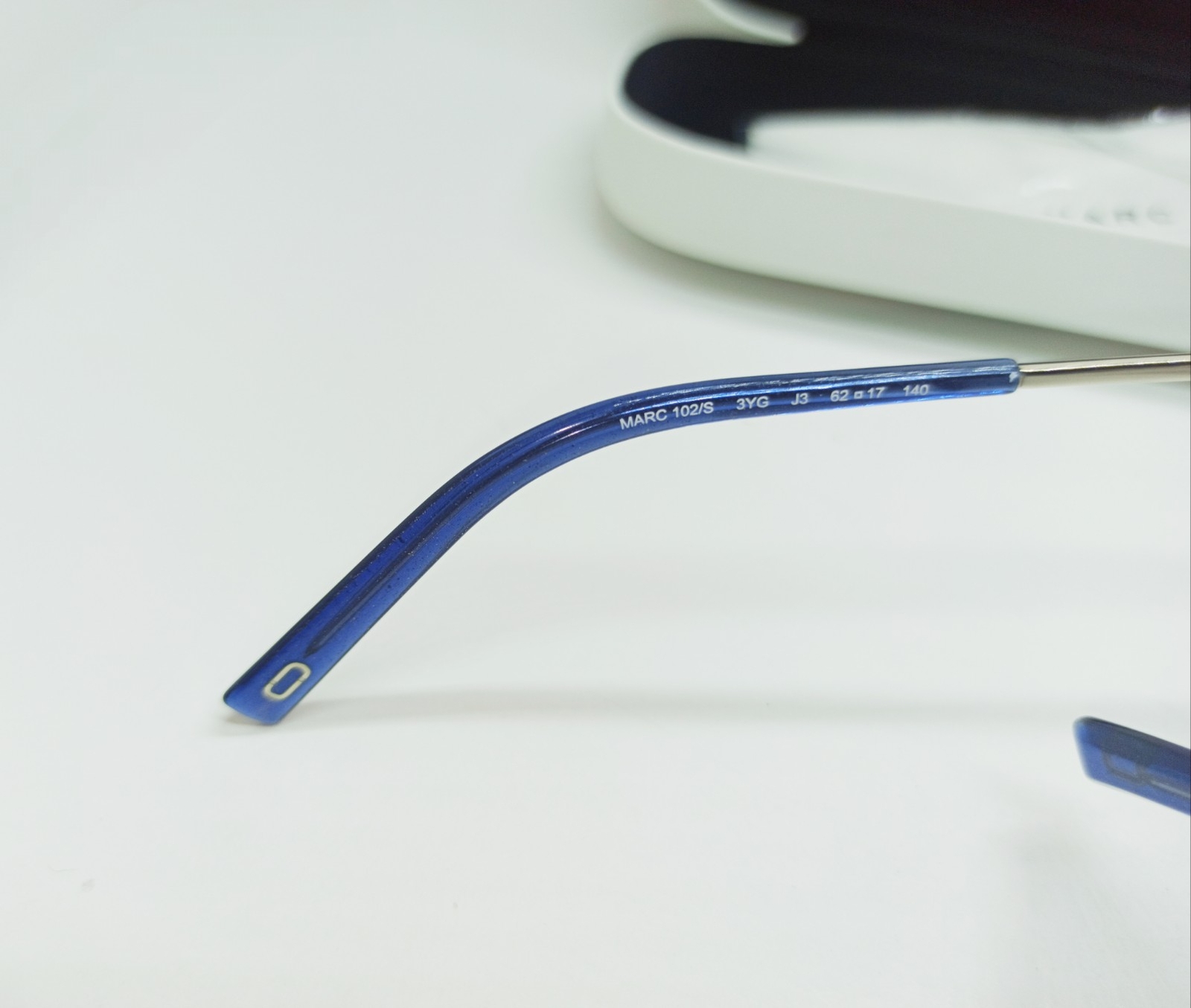 NEW RARE Authentic Marc Jacobs MJ102/S 3YG J3 Silver Rimless Frame / Blue Lens image 6