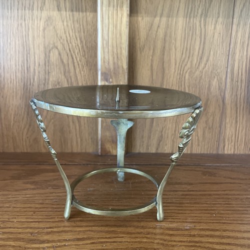 Alzata portacandele in ottone vintage design fatto a mano giunzione - Foto 4 di 6